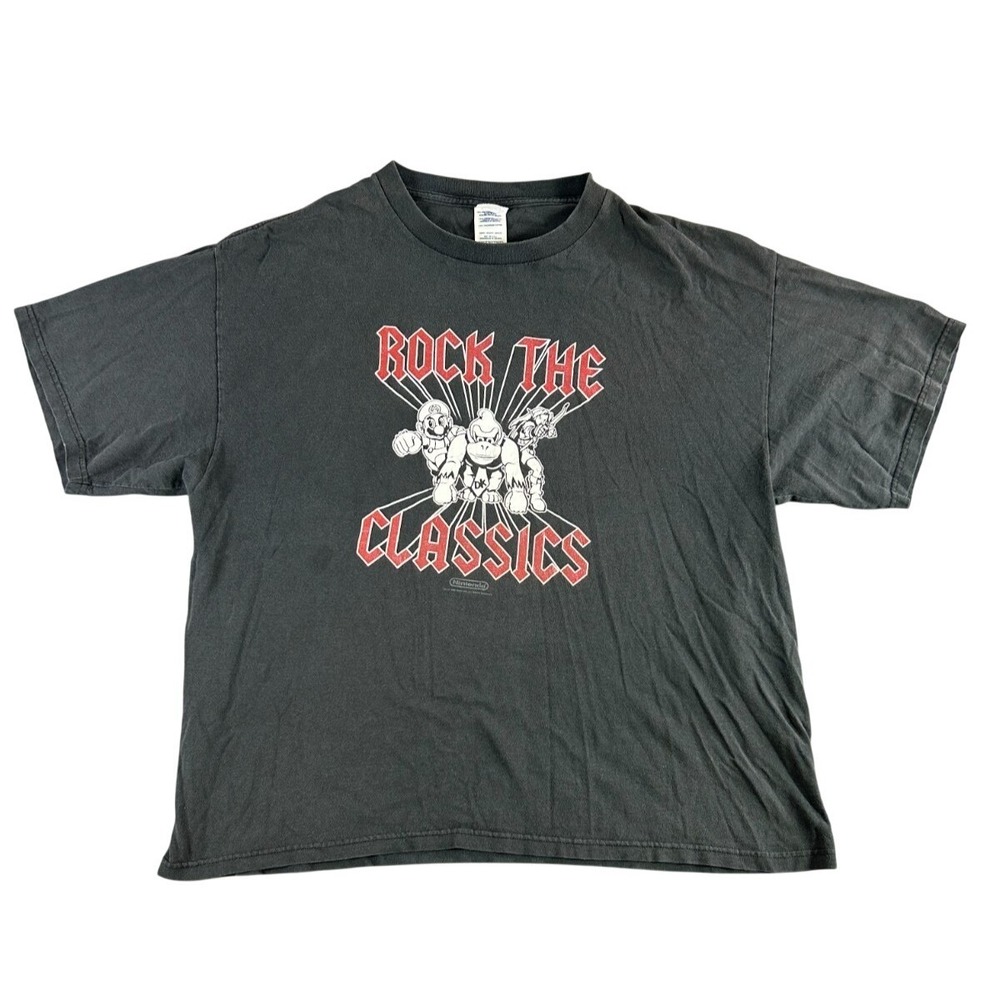 Vintage Nintendo Rock the Classics T-Shirt 2XL Delta Pro Weight Gaming Tee 2005